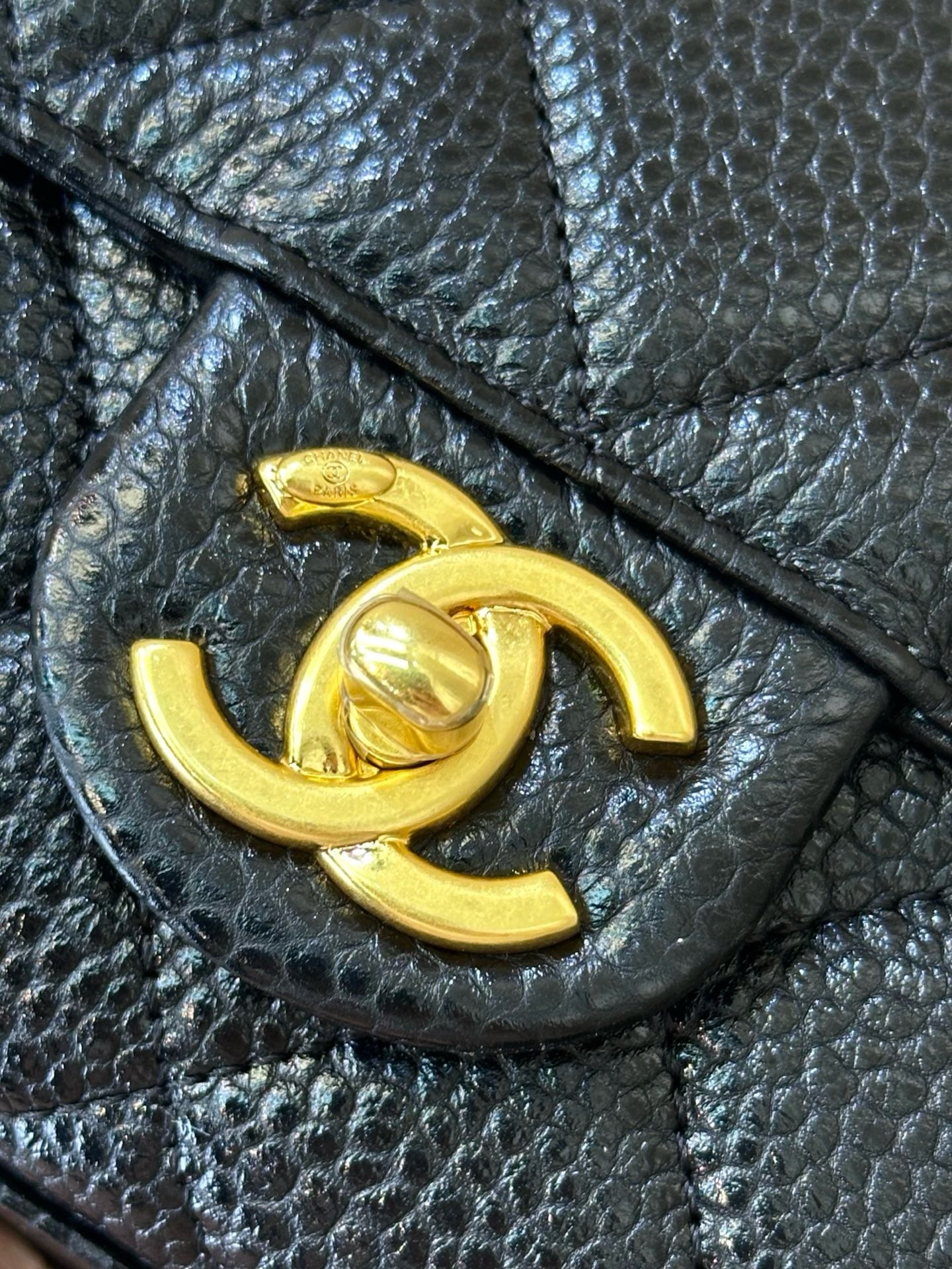 Chanel Mini Flap Bag in Grained Shiny Calfskin