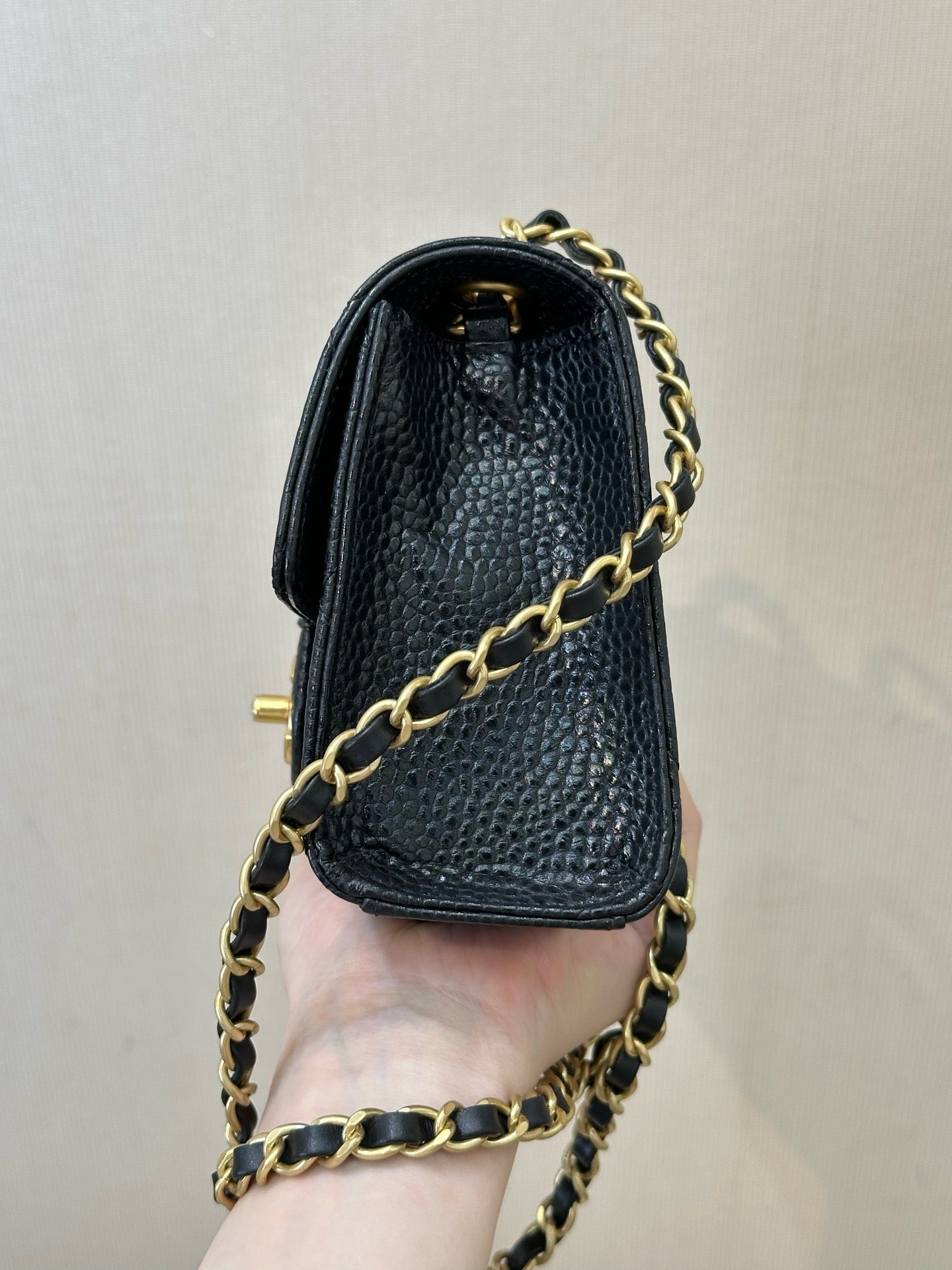 Chanel Mini Flap Bag in Grained Shiny Calfskin