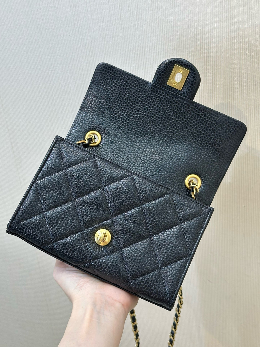 Chanel Mini Flap Bag in Grained Shiny Calfskin