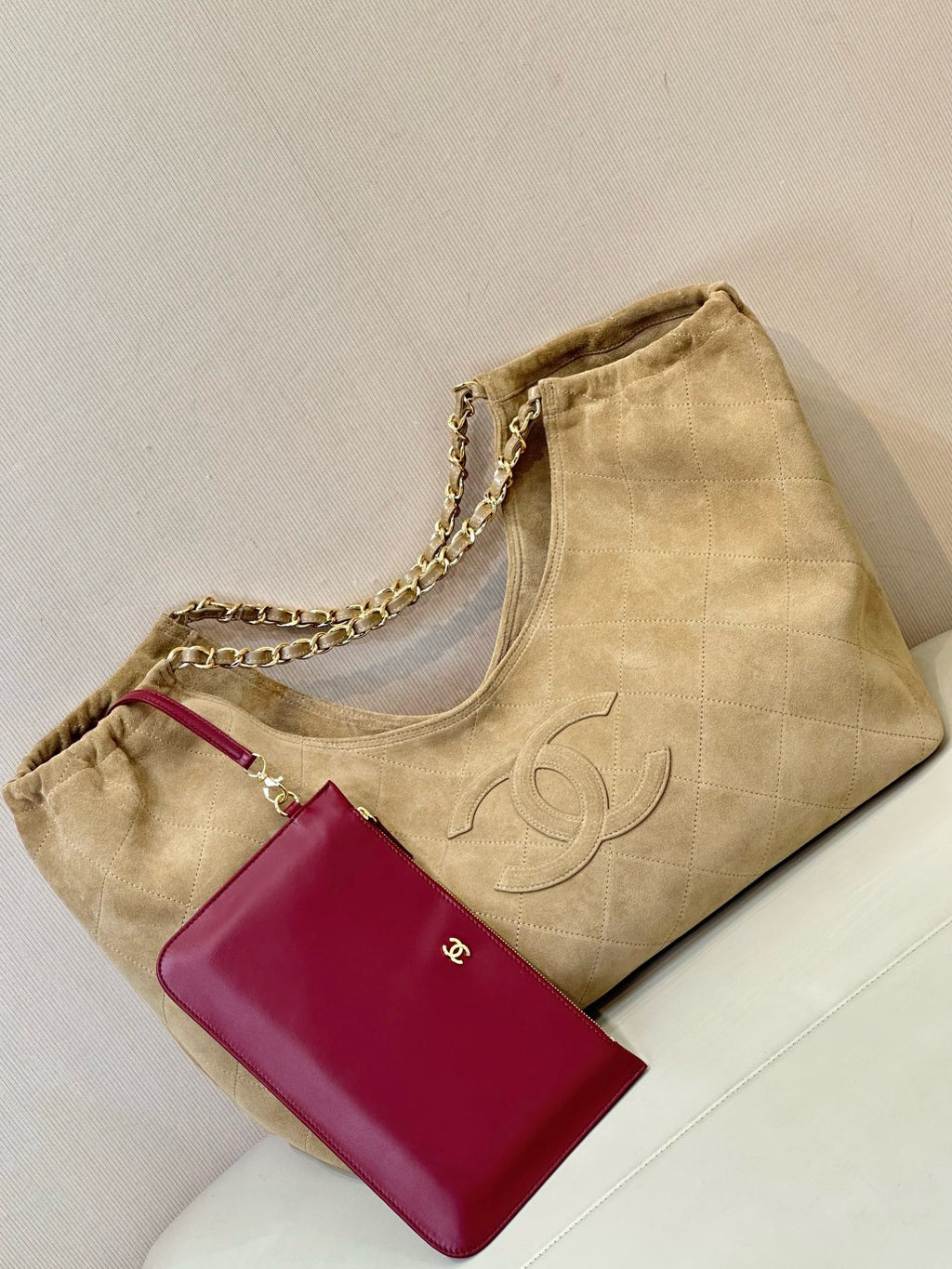Chanel Maxi Cabas Hobo Bag in Suede
