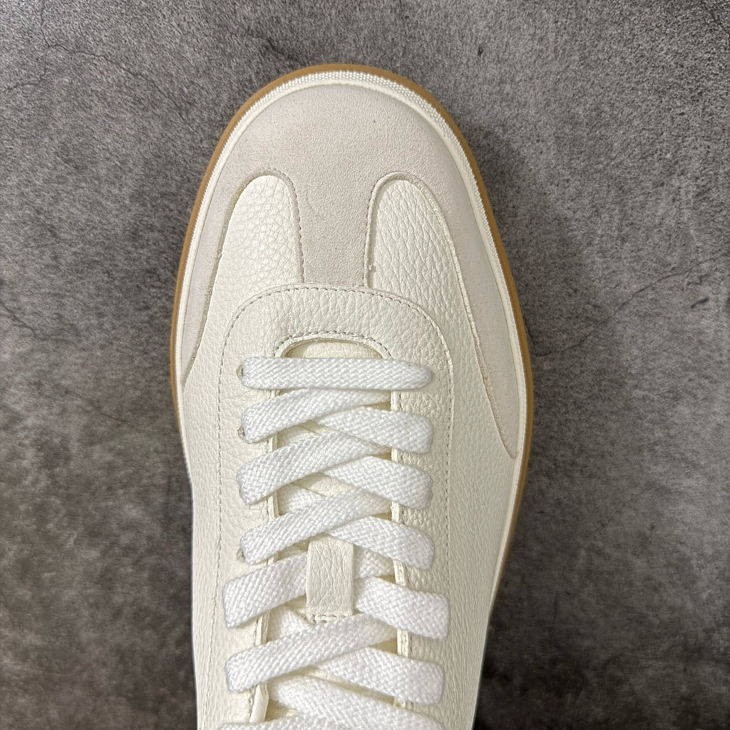 Loro Piana Tennis Walk Suede-Trimmed Leather Sneakers