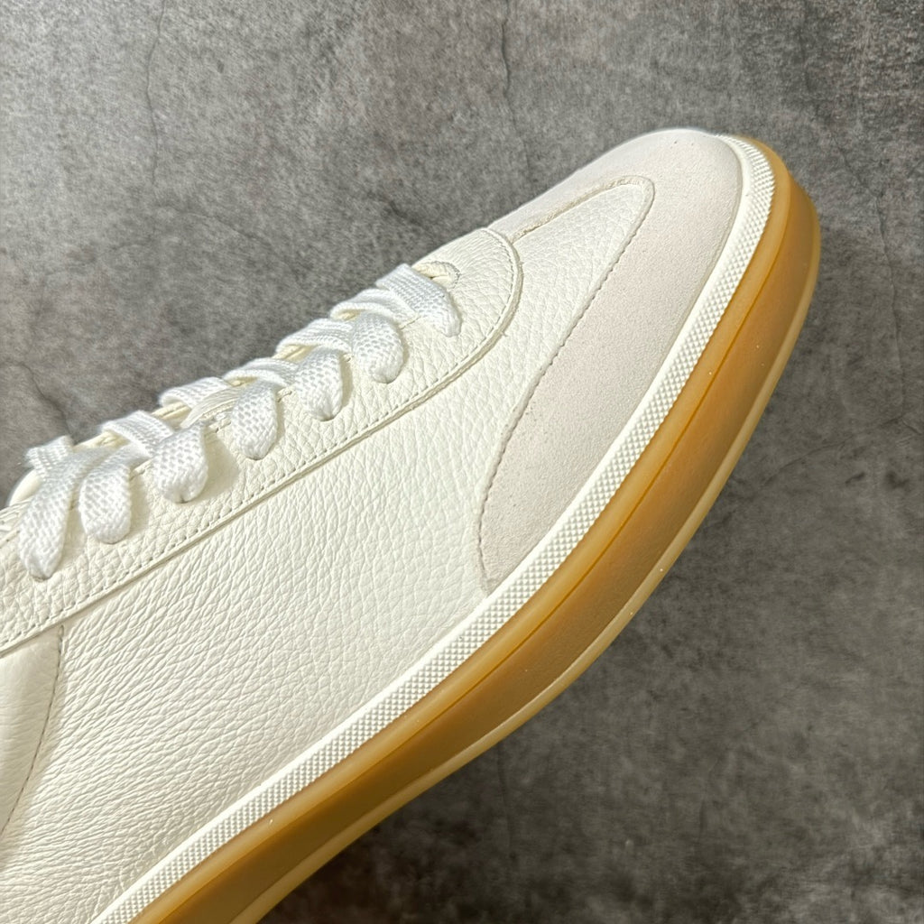 Loro Piana Tennis Walk Suede-Trimmed Leather Sneakers