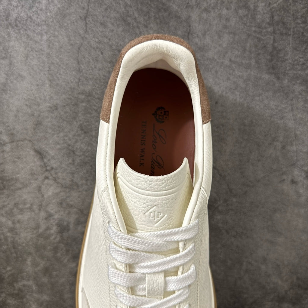 Loro Piana Tennis Walk Suede-Trimmed Leather Sneakers