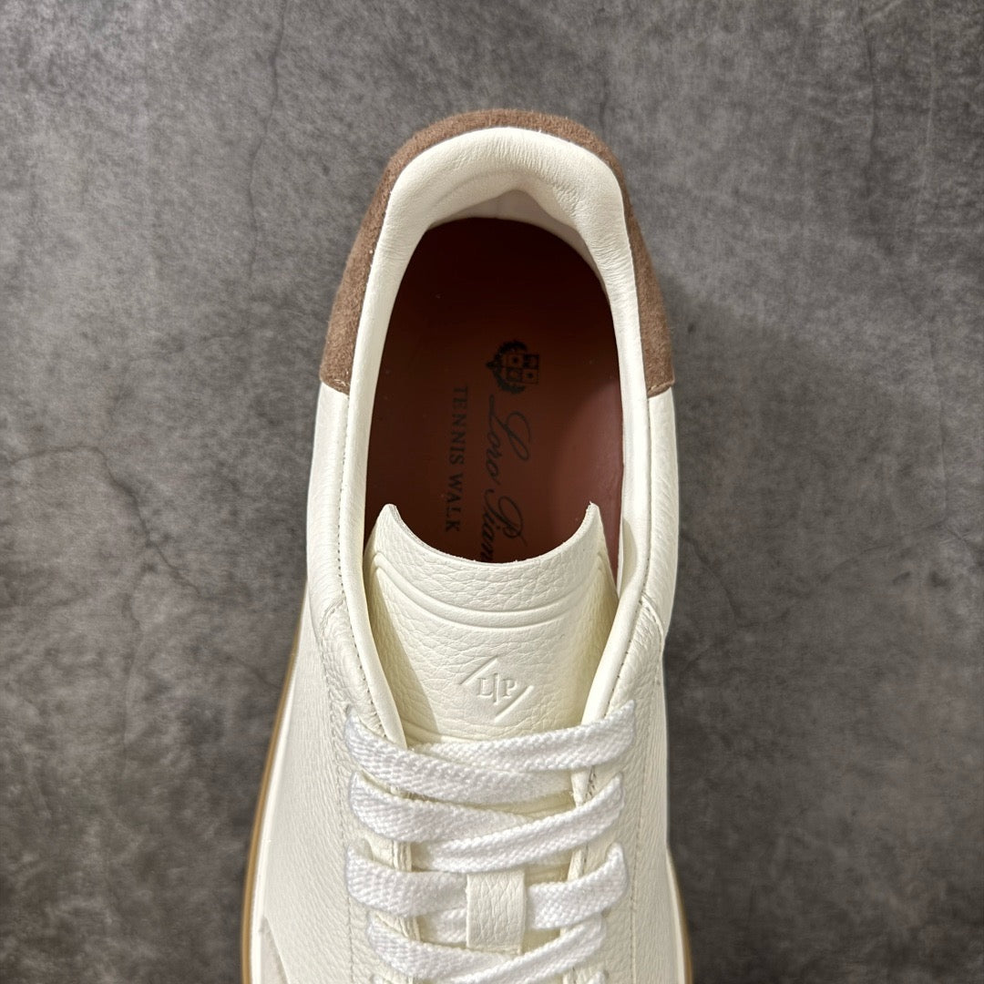 Loro Piana Tennis Walk Suede-Trimmed Leather Sneakers
