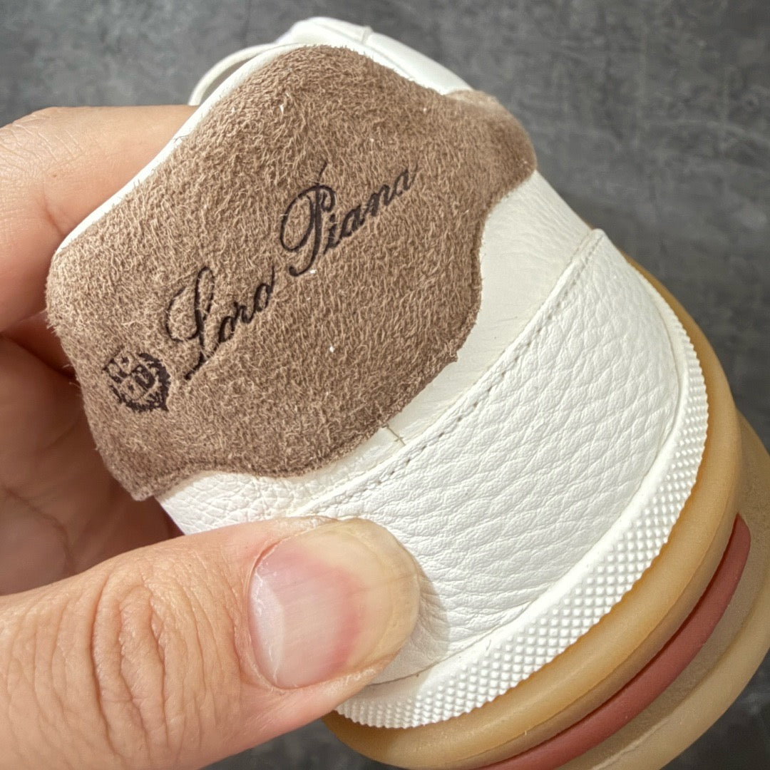 Loro Piana Tennis Walk Suede-Trimmed Leather Sneakers