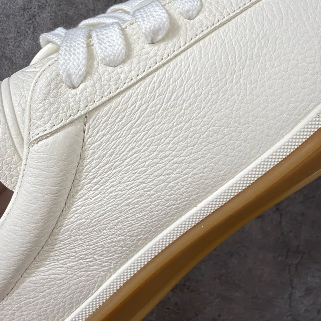 Loro Piana Tennis Walk Suede-Trimmed Leather Sneakers