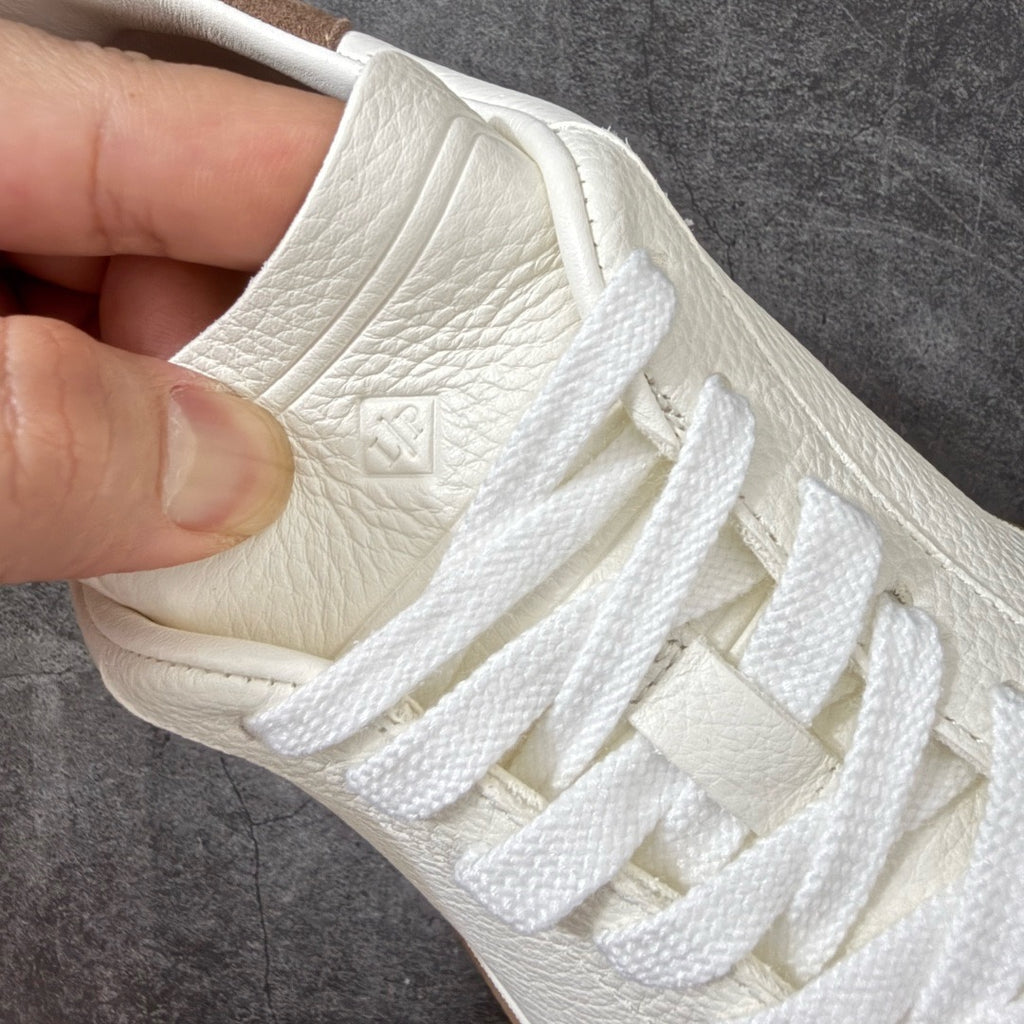 Loro Piana Tennis Walk Suede-Trimmed Leather Sneakers