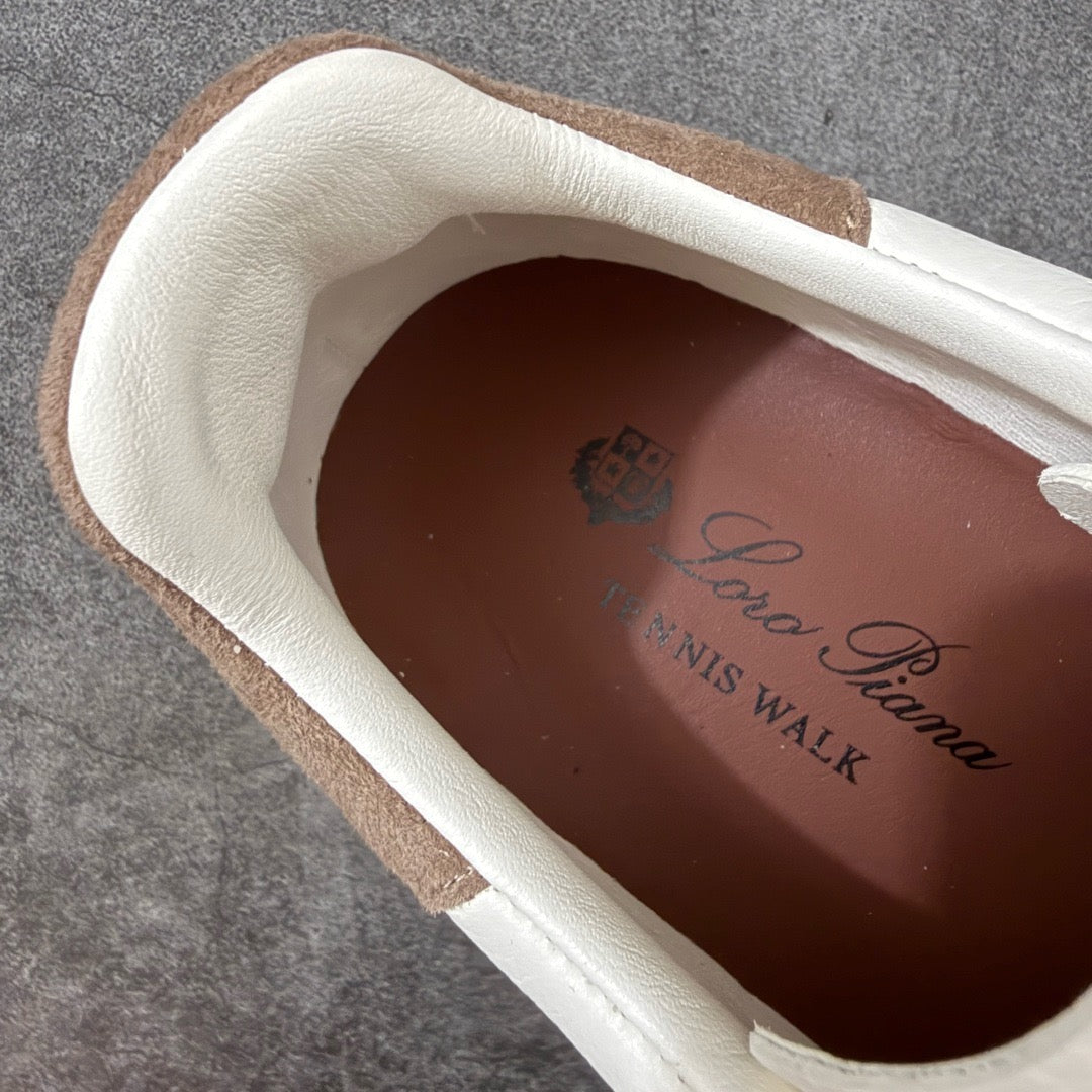 Loro Piana Tennis Walk Suede-Trimmed Leather Sneakers