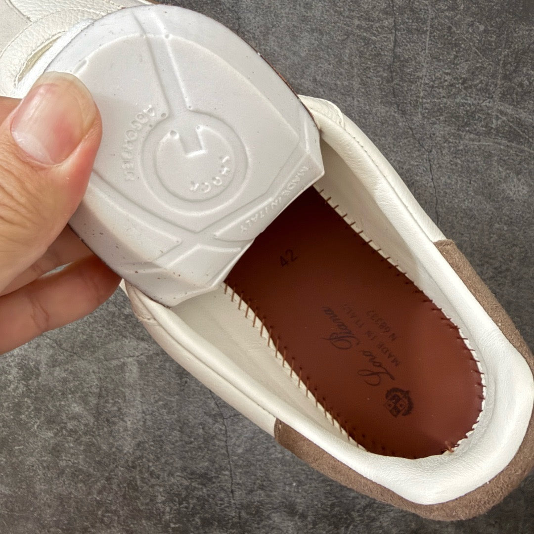Loro Piana Tennis Walk Suede-Trimmed Leather Sneakers