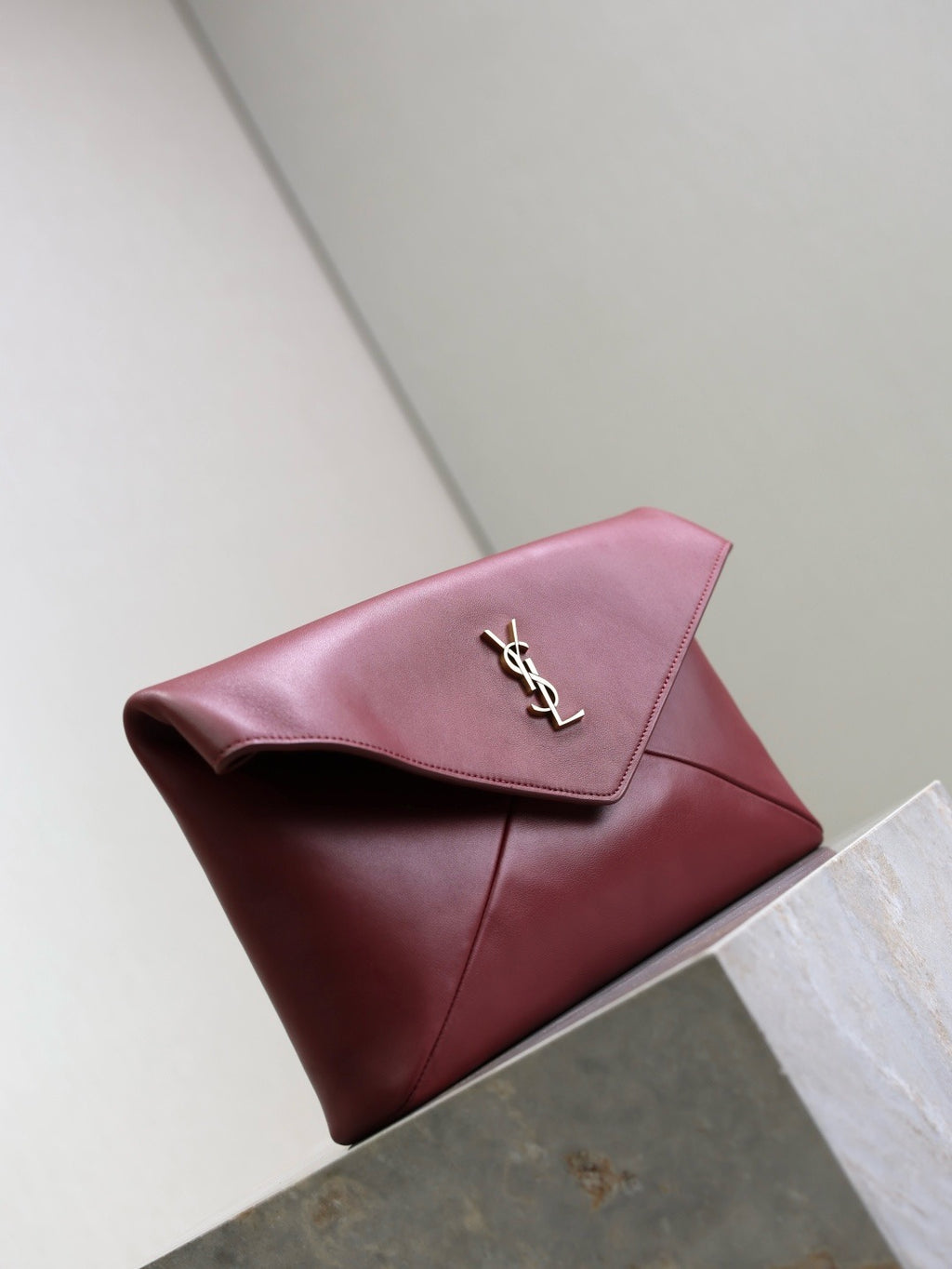 Saint Laurent Cassandre Large Envelope Pouch in Shiny Leather