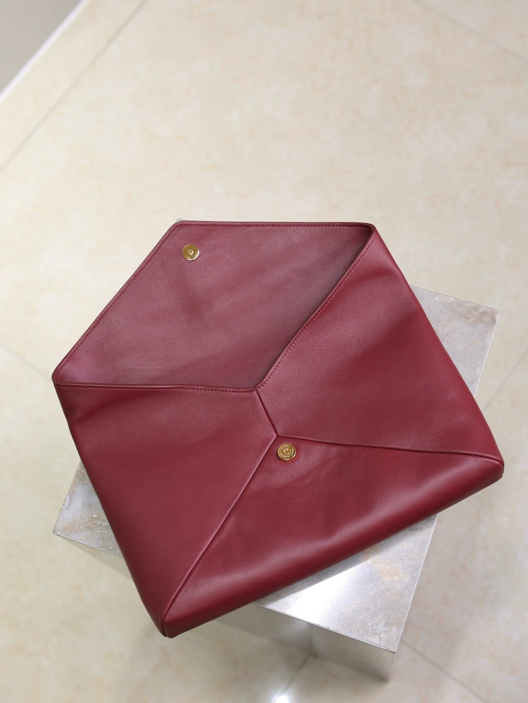 Saint Laurent Cassandre Large Envelope Pouch in Shiny Leather