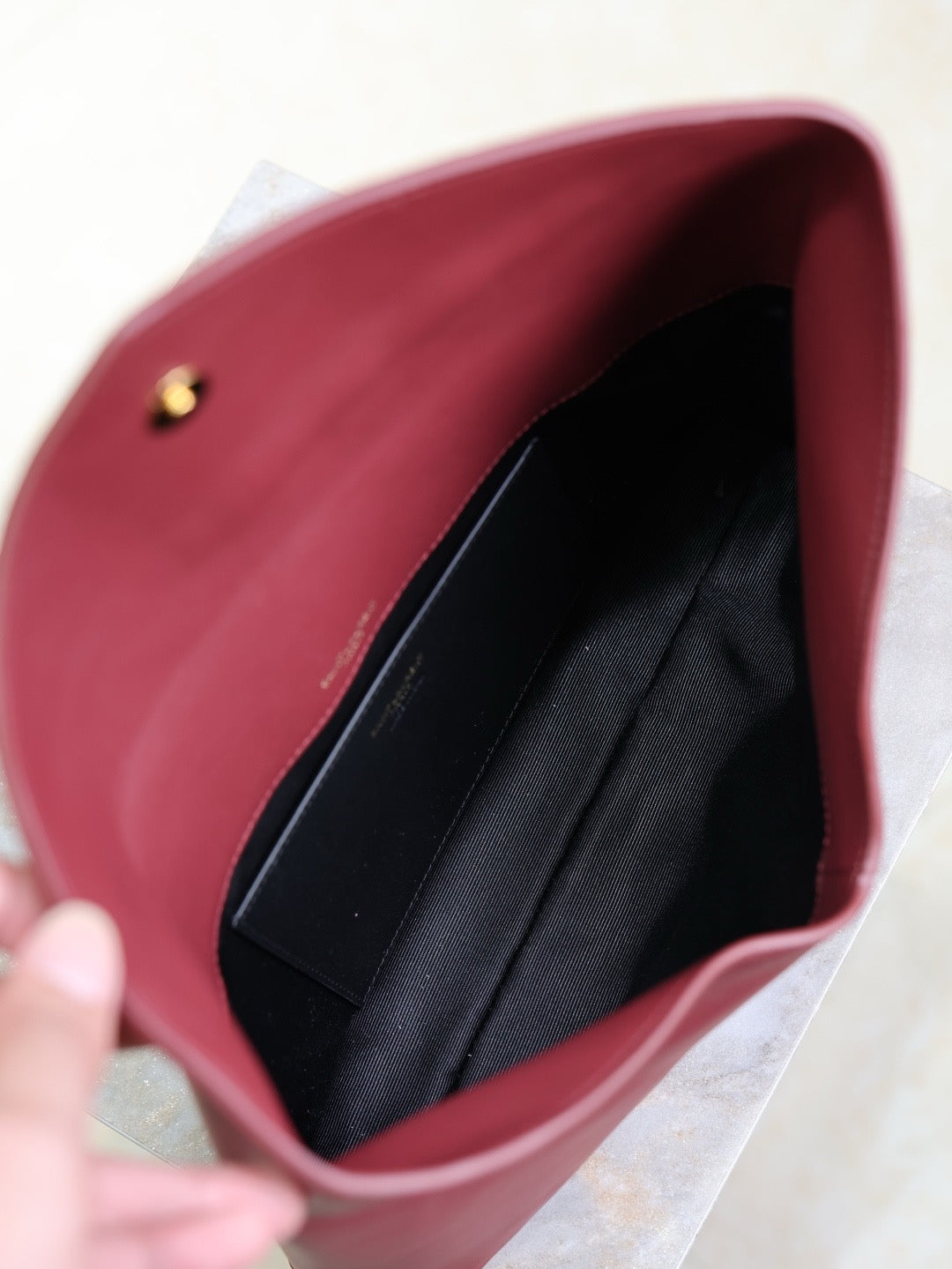 Saint Laurent Cassandre Large Envelope Pouch in Shiny Leather
