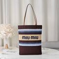 Miu Miu Raffia-Effect Woven Tote Bag 5BG248