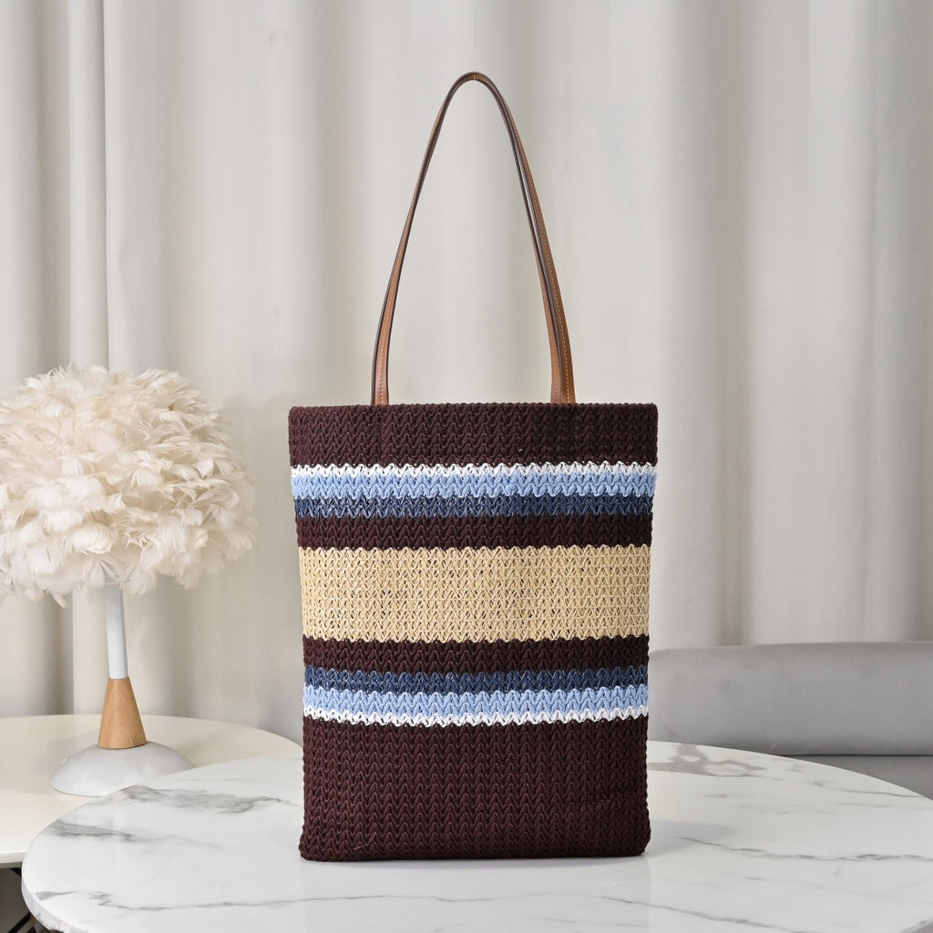 Miu Miu Raffia-Effect Woven Tote Bag 5BG248