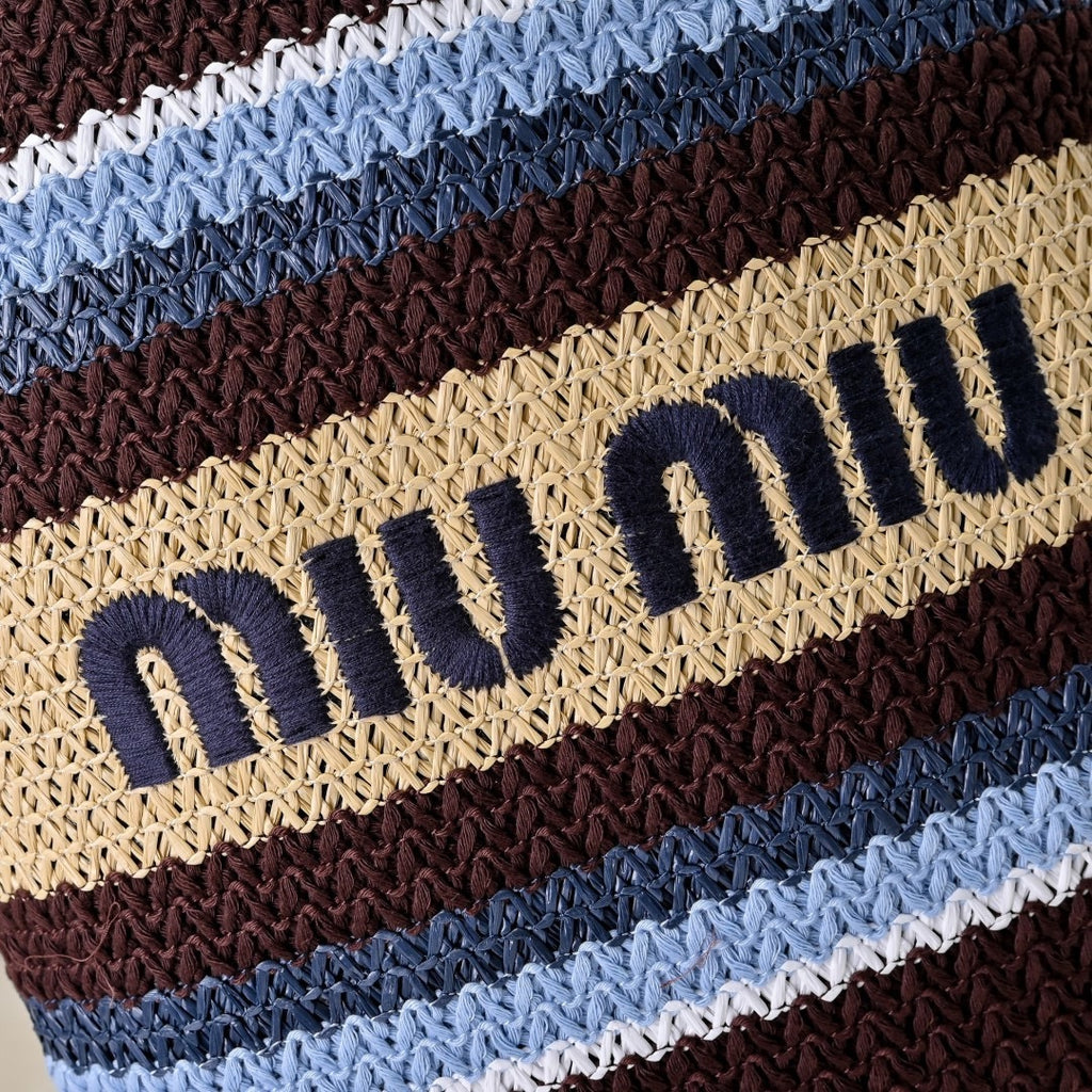 Miu Miu Raffia-Effect Woven Tote Bag 5BG248