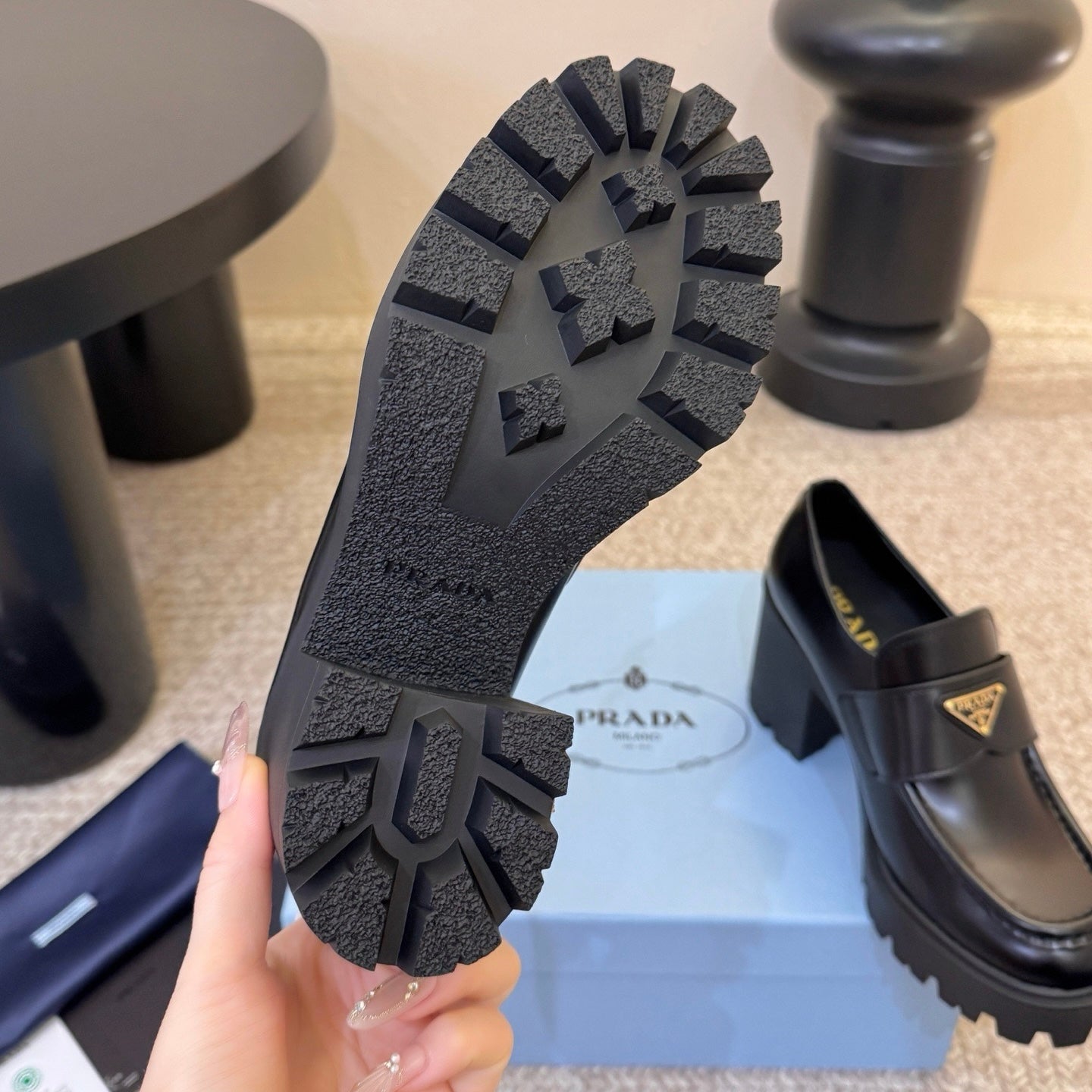Prada Lug Sole Loafers Pump in Calfskin