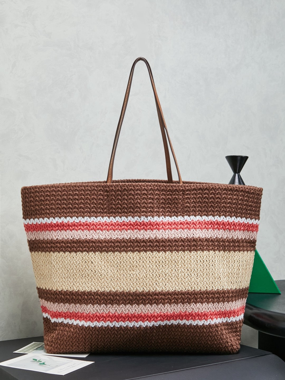 Miu Miu Raffia-Effect Woven Tote Bag 5BG228
