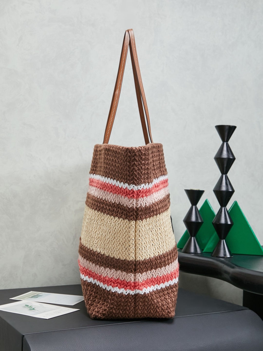 Miu Miu Raffia-Effect Woven Tote Bag 5BG228