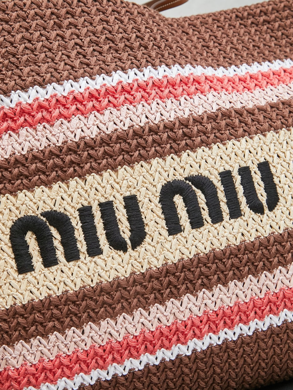 Miu Miu Raffia-Effect Woven Tote Bag 5BG228