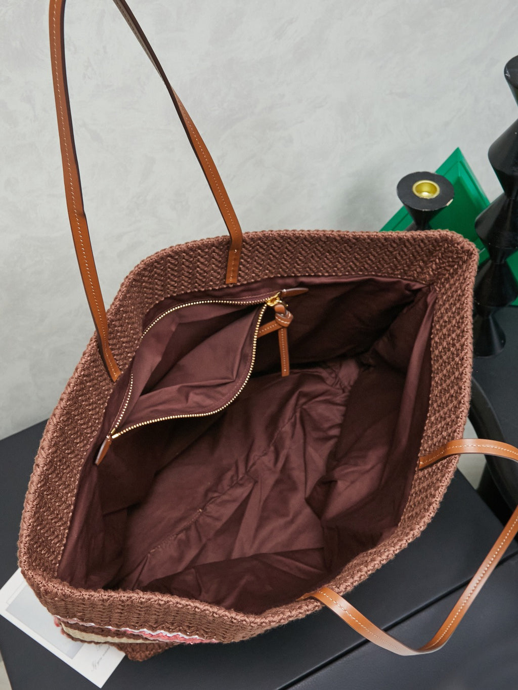 Miu Miu Raffia-Effect Woven Tote Bag 5BG228