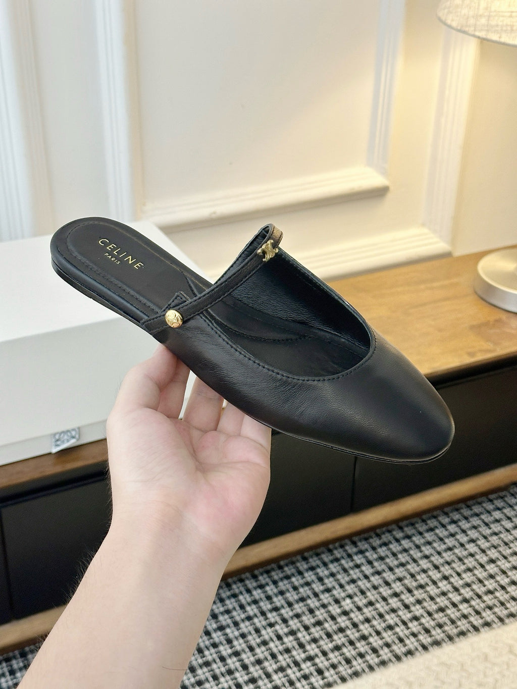 Celine Macaron Mule In Goatskin