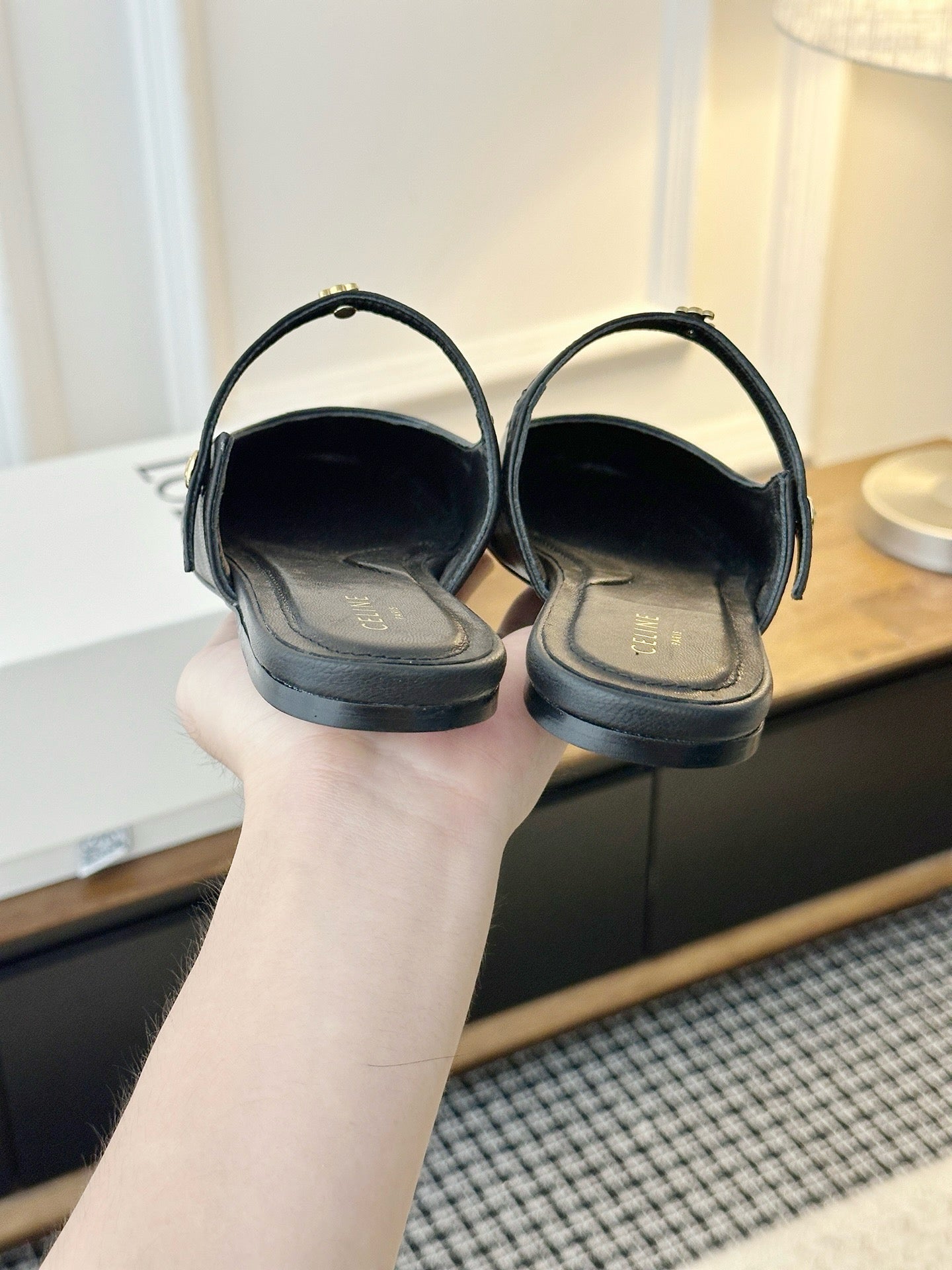 Celine Macaron Mule In Goatskin
