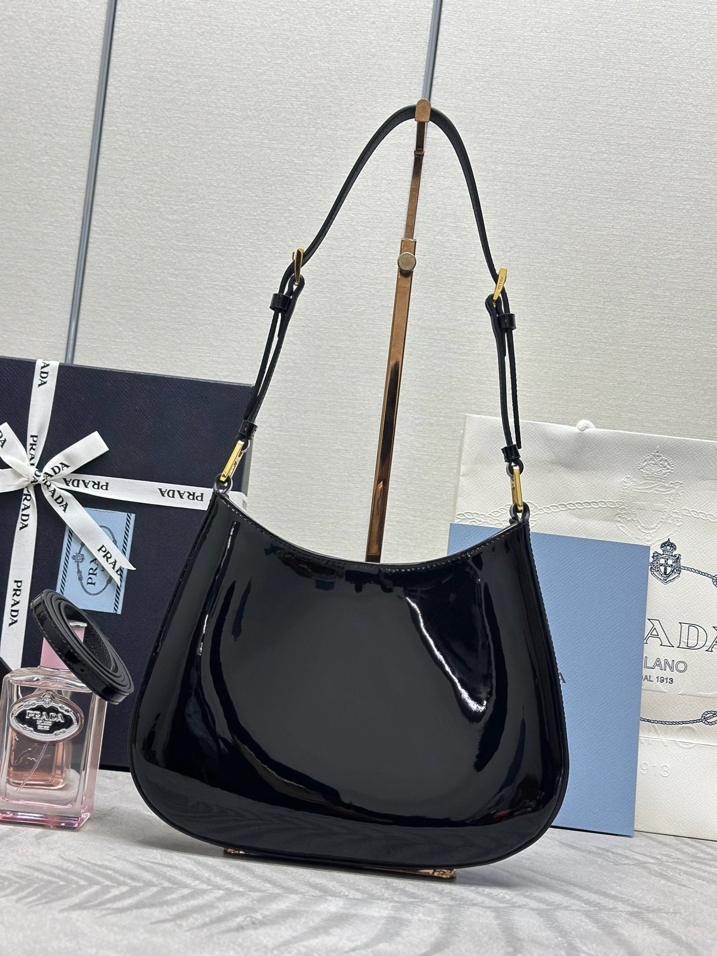 Prada Cleo Bag in Patent Leather 1BC169