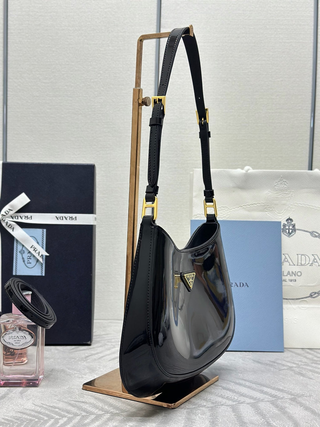 Prada Cleo Bag in Patent Leather 1BC169