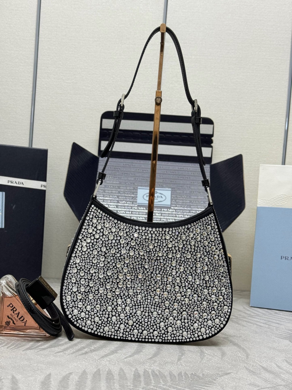 Prada Cleo Bag with Crystals 1BC169