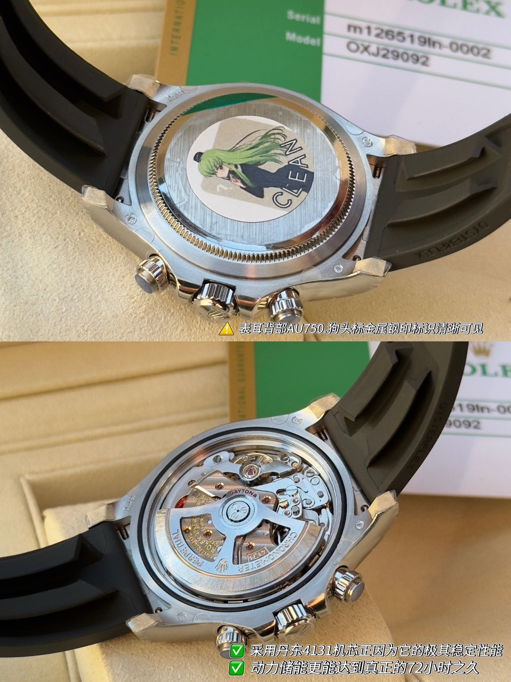Rolex Daytona 126519LN-0006 40MM 904L Stainless Steel Rubber Strap Slate Dial