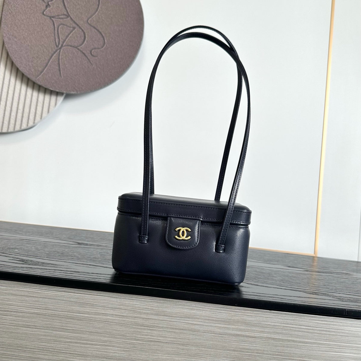 Chanel Preppy Coco Long Vanity with Straps in Grained Shiny Calfskin