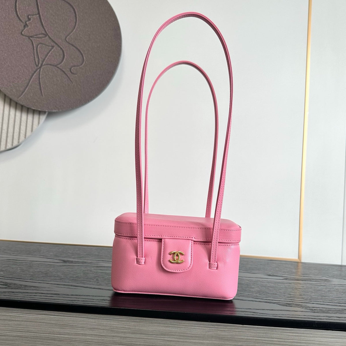Chanel Preppy Coco Long Vanity with Straps in Grained Shiny Calfskin