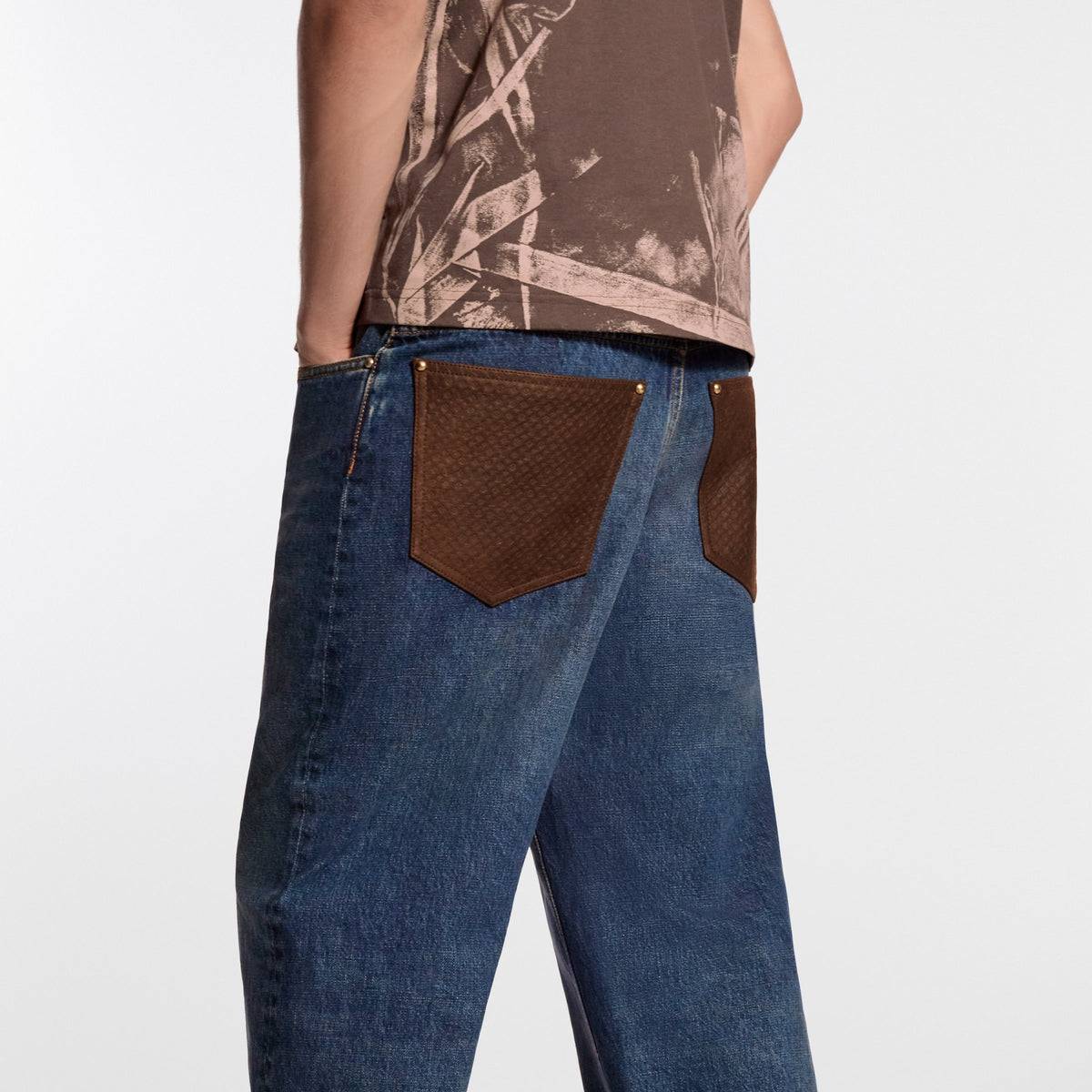 LV 1AJUY4 Denim Skate Pants With Leather Signature Pockets