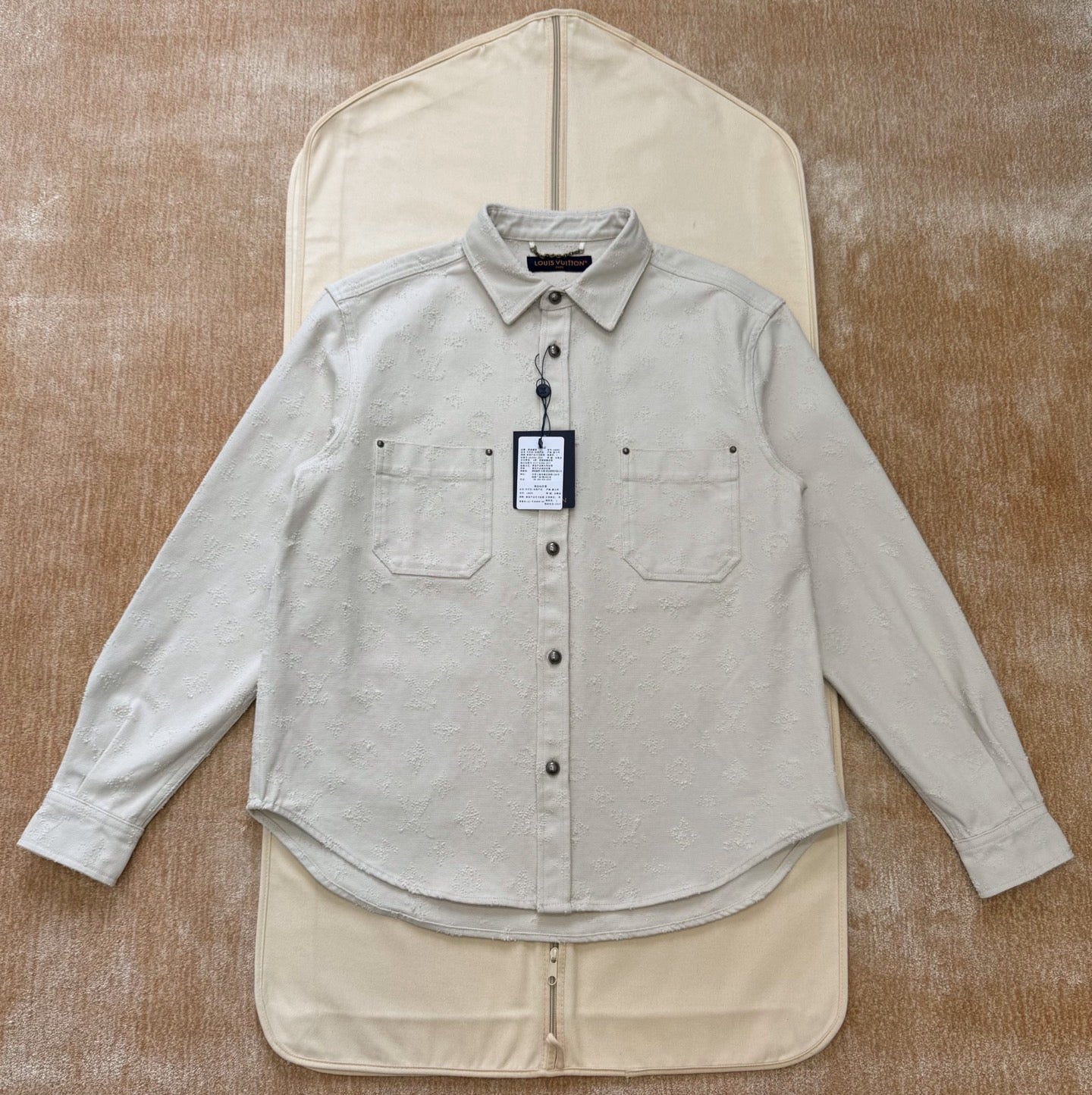 LV 1AKOHM Monogram Denim Overshirt In Punch Needle