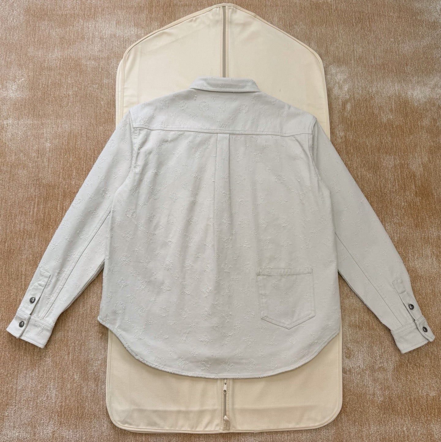 LV 1AKOHM Monogram Denim Overshirt In Punch Needle