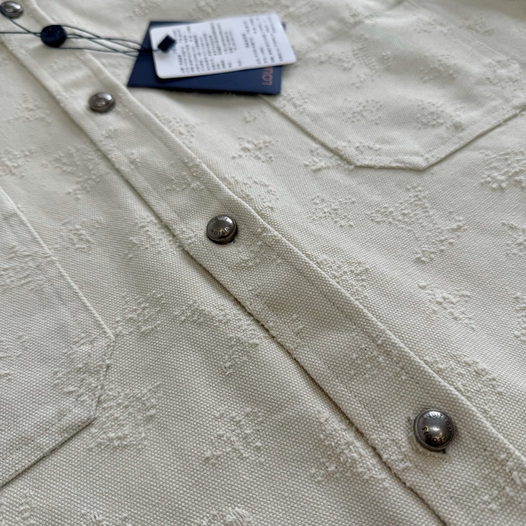 LV 1AKOHM Monogram Denim Overshirt In Punch Needle