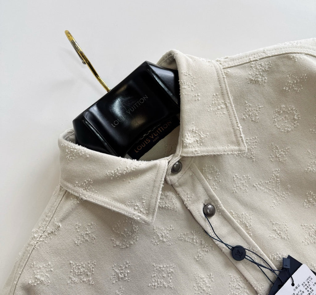 LV 1AKOHM Monogram Denim Overshirt In Punch Needle