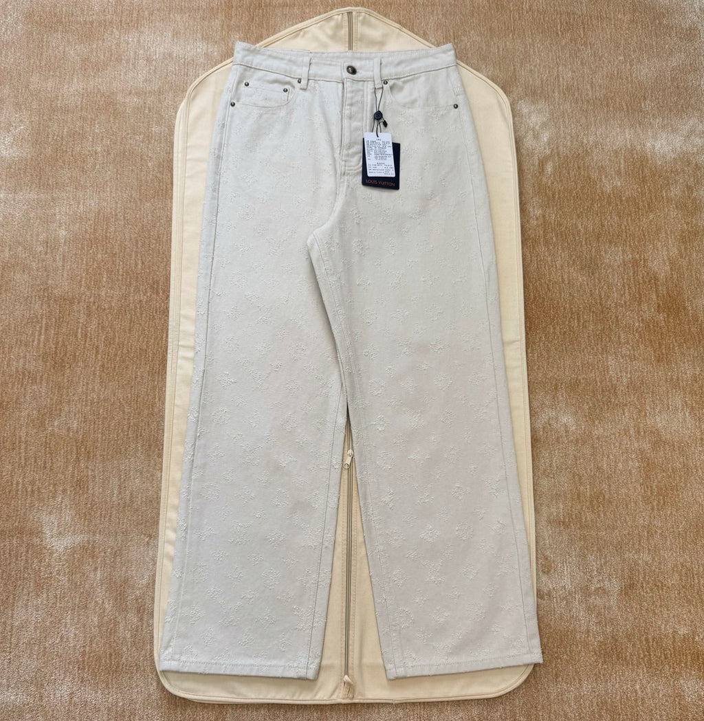 LV 1AKOHX Monogram Needle-Punched Denim Skate Pants