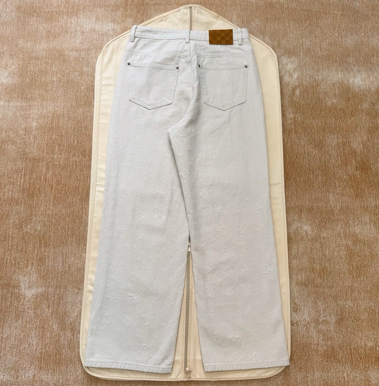 LV 1AKOHX Monogram Needle-Punched Denim Skate Pants