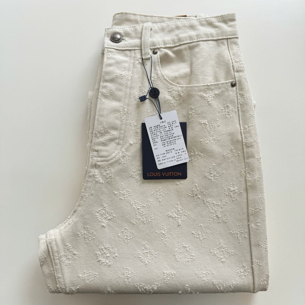 LV 1AKOHX Monogram Needle-Punched Denim Skate Pants