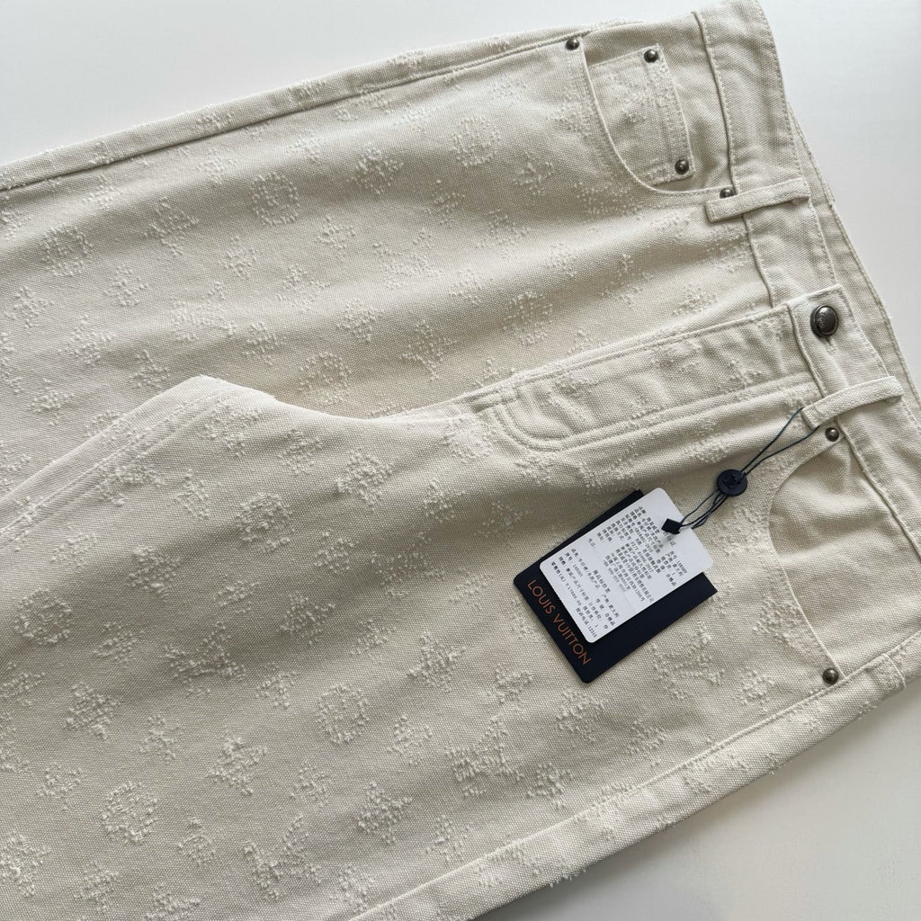 LV 1AKOHX Monogram Needle-Punched Denim Skate Pants