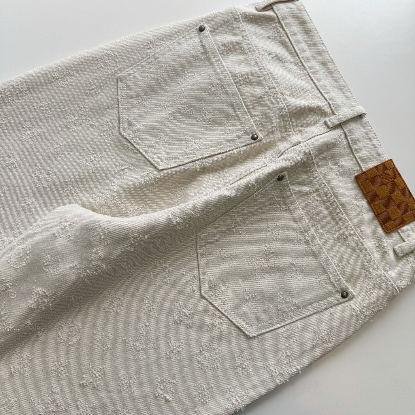 LV 1AKOHX Monogram Needle-Punched Denim Skate Pants