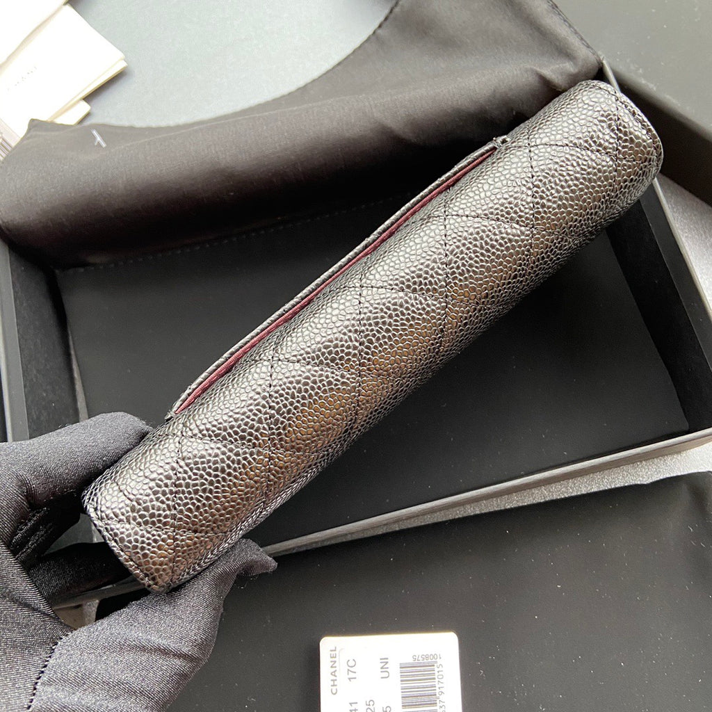 Chanel Long Flap Wallet in Grained Shiny Calfskin