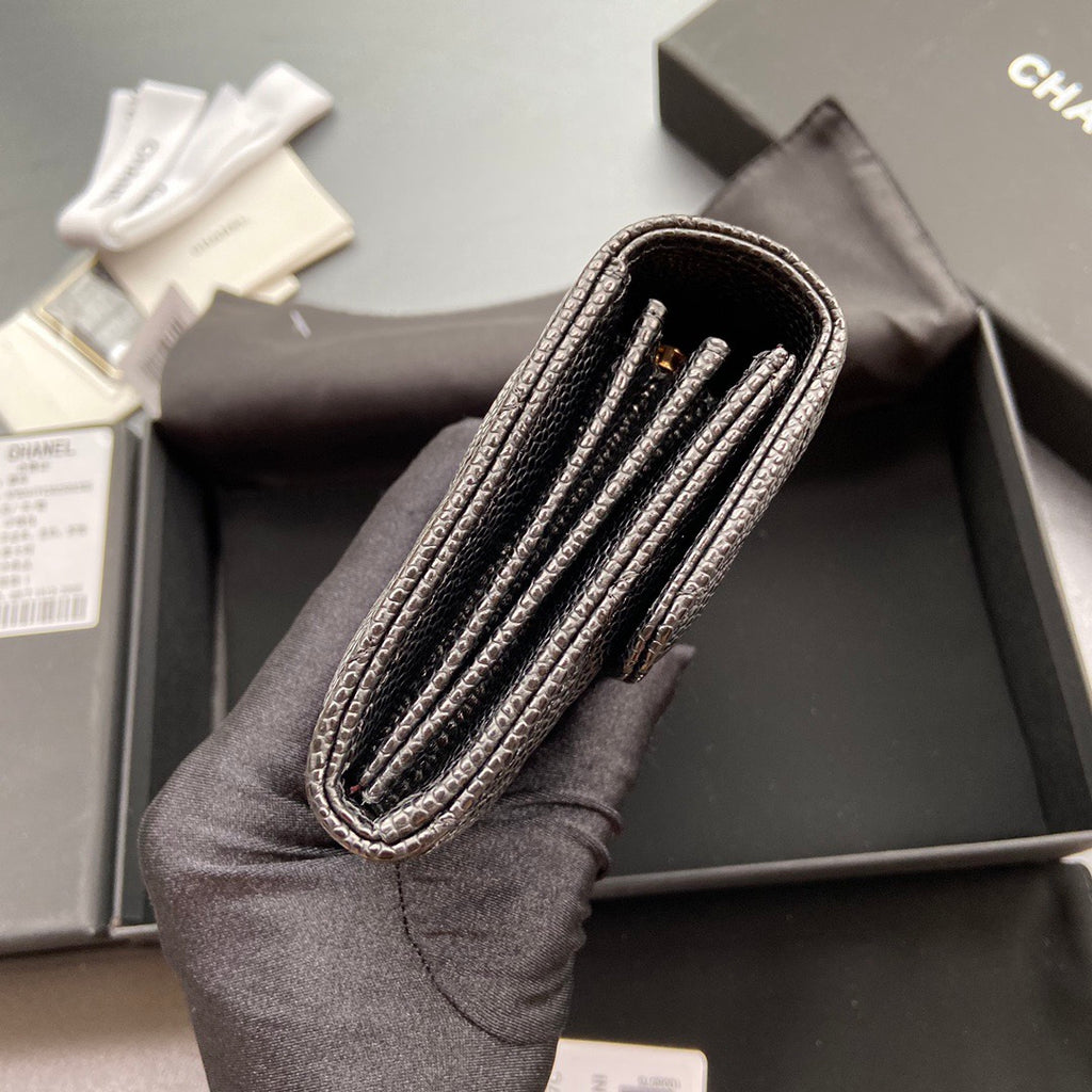 Chanel Long Flap Wallet in Grained Shiny Calfskin
