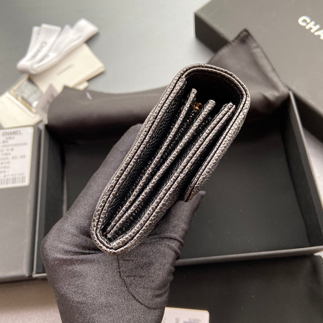 Chanel Long Flap Wallet in Grained Shiny Calfskin