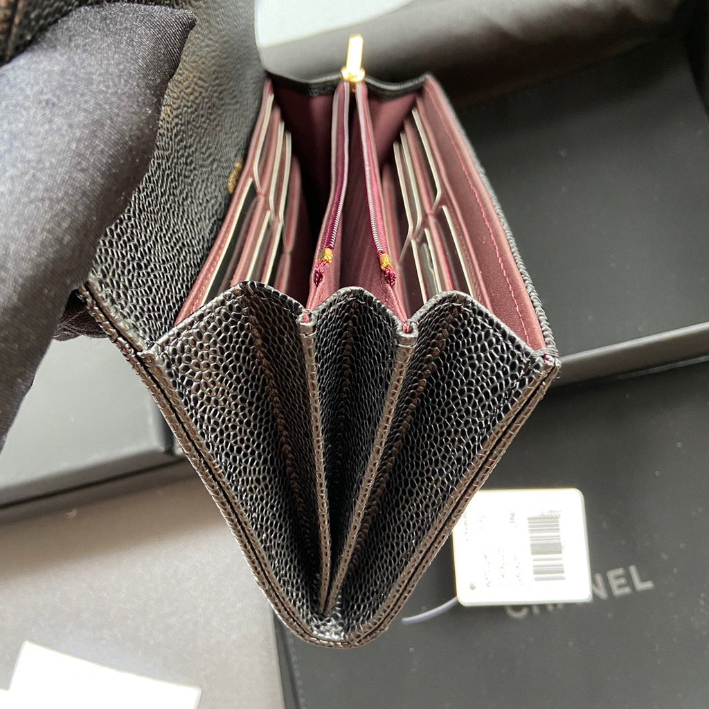 Chanel Long Flap Wallet in Grained Shiny Calfskin