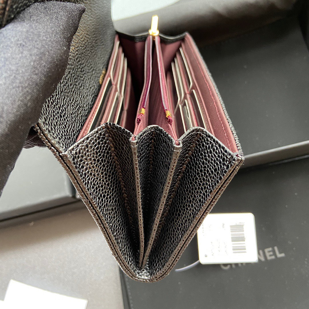 Chanel Long Flap Wallet in Grained Shiny Calfskin