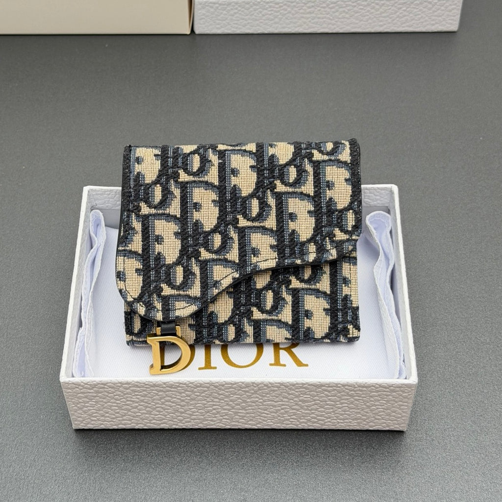 Dior Saddle Lotus Wallet in Oblique Jacquard