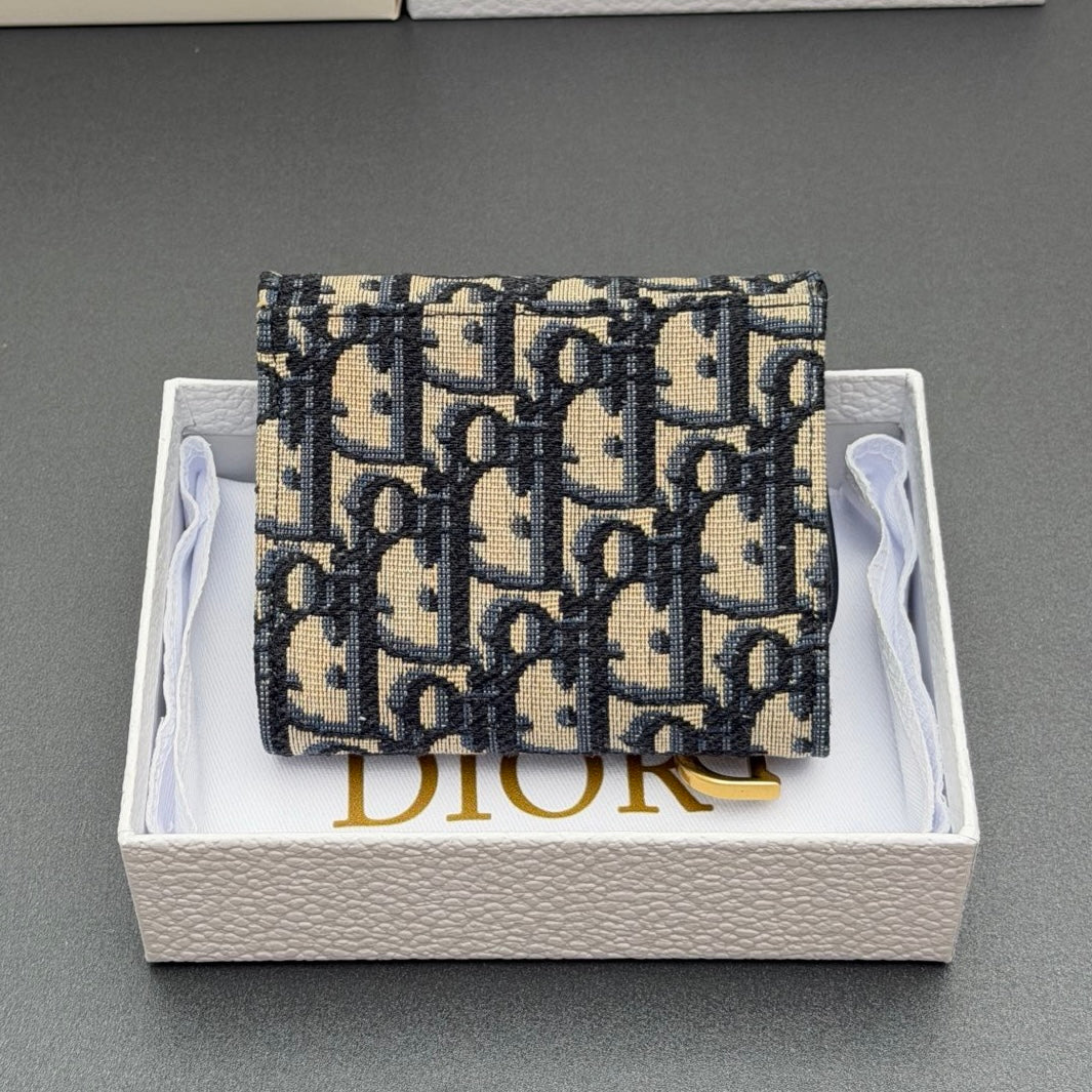 Dior Saddle Lotus Wallet in Oblique Jacquard