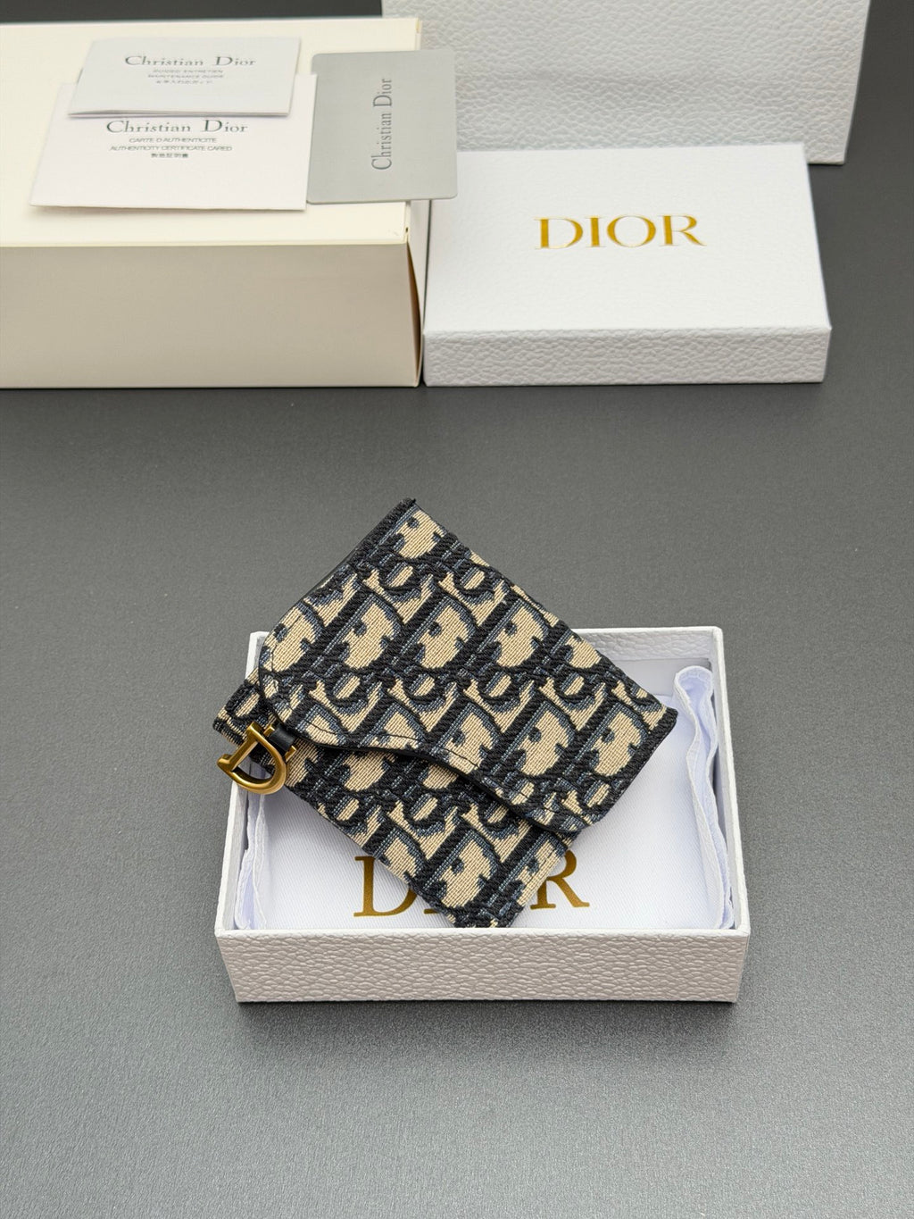 Dior Saddle Lotus Wallet in Oblique Jacquard